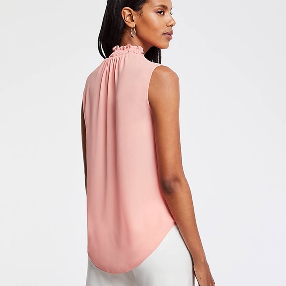 Ann Taylor Smocked Ruffle Shell - Picture 2 of 8